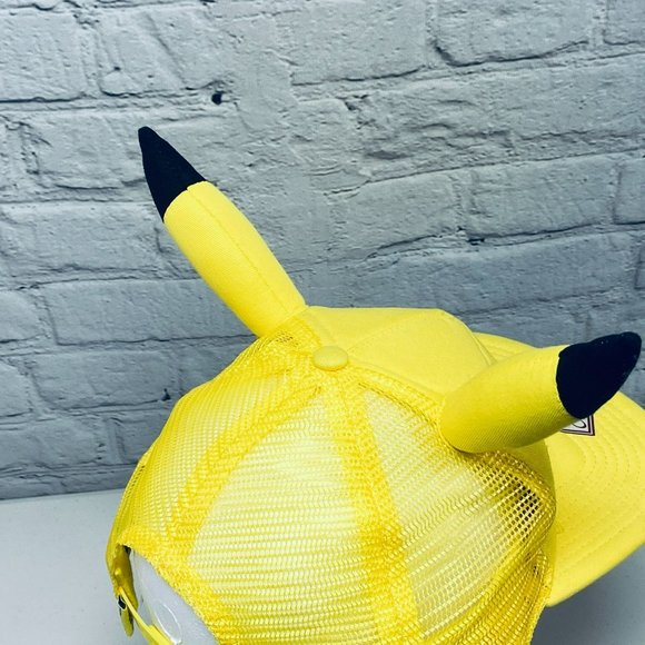 Pokemon PIKACHU Nintendo Yellow Snapback Trucker Hat Cap 3D Ears - Picture 6 of 10